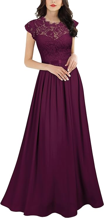 Formal Floral Lace Evening Party Maxi Dress