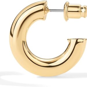 PAVOI 14K Gold Plated Lightweight Chunky Open Hoops for Women