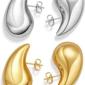 Teardrop Earring Set Dupes Lightweight Chunky Gold Hoop Earrings for Women