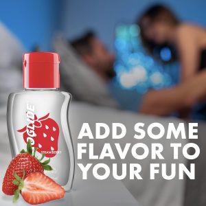 Astroglide Water Based Flavored Lube (2.5oz), Edible Strawberry Personal Lubricant for Long-Lasting Pleasure for Men, Women and Couples